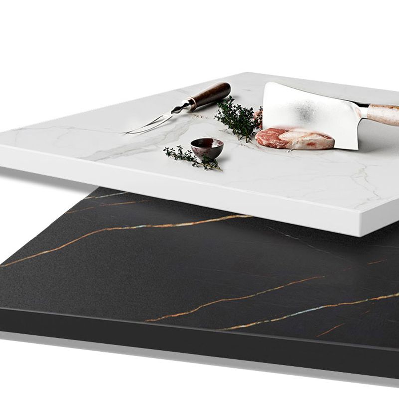 Glam Metal and Slate Cocktail Table Pedestal Coffee Table for Living Room