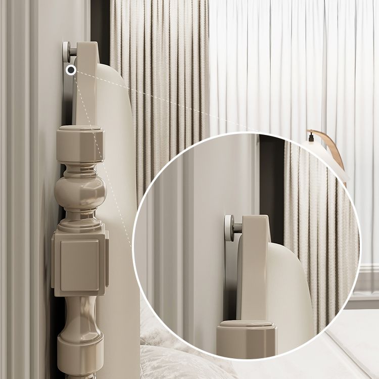 French Country Solid Wood Standard Bed Headboard Bed Frame with Legs