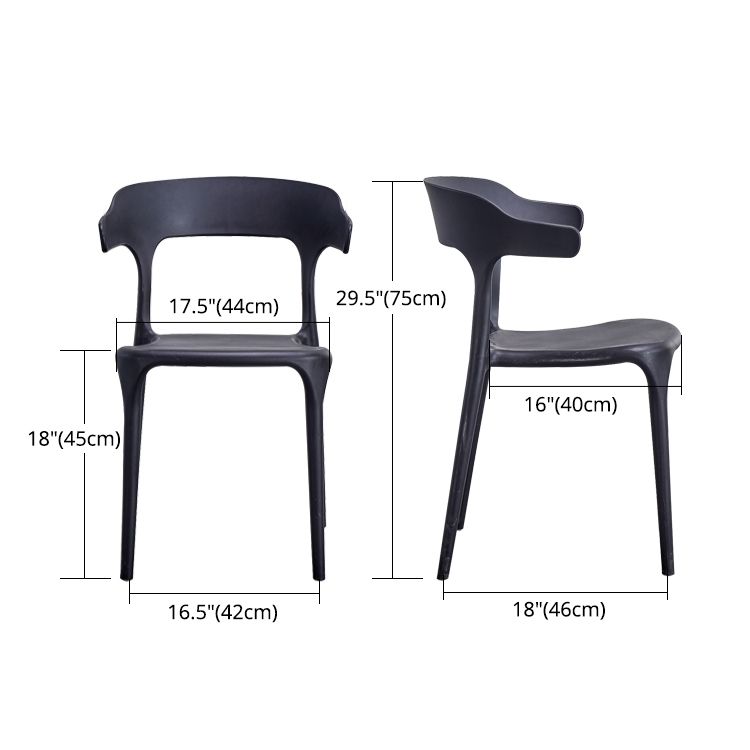Fauteuils de salle à manger en plastique, fauteuils empilables à dos ouvert de cuisine d'intérieur
