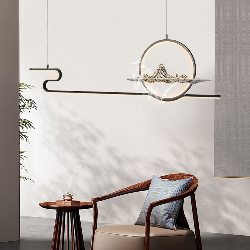 Modern Linear Island Lighting Fixtures Metal 2-Light Pendant Lighting