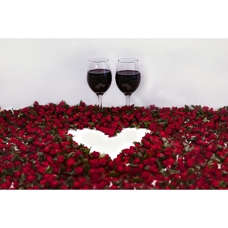 Red Wine Bar Shop Wall Mural Contemporary Moisture Resistant Wall Covering in Soft Color