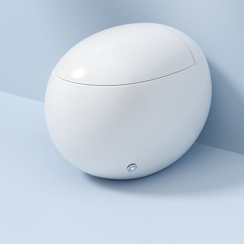 21.25" High White Round Bidet with Heated Seat Ceramic Floor Mount Bidet