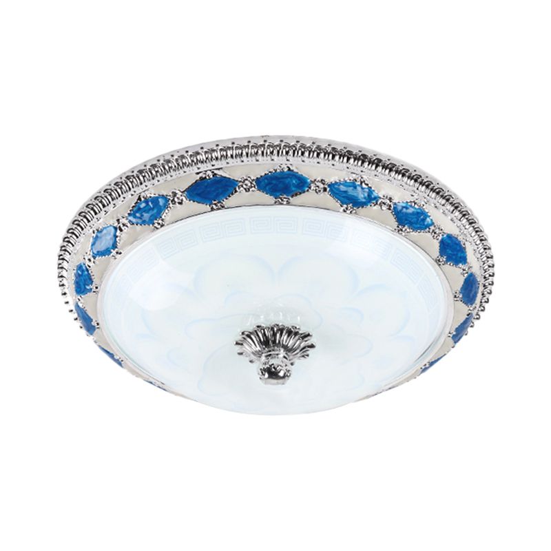 LED Facettiert Glas Flushmount Beleuchtung Rustikale Blaue Kuppel-Schlafzimmer Leuchtmittel mit Harlequin Crystal Accent, 12 "/16" /19.5 " Breite