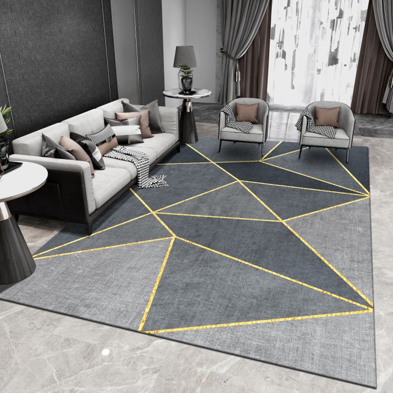 Bold Geometric Area Rug Modern Indor Rug Washable Polyester Non-Slip Carpet for Home Decor