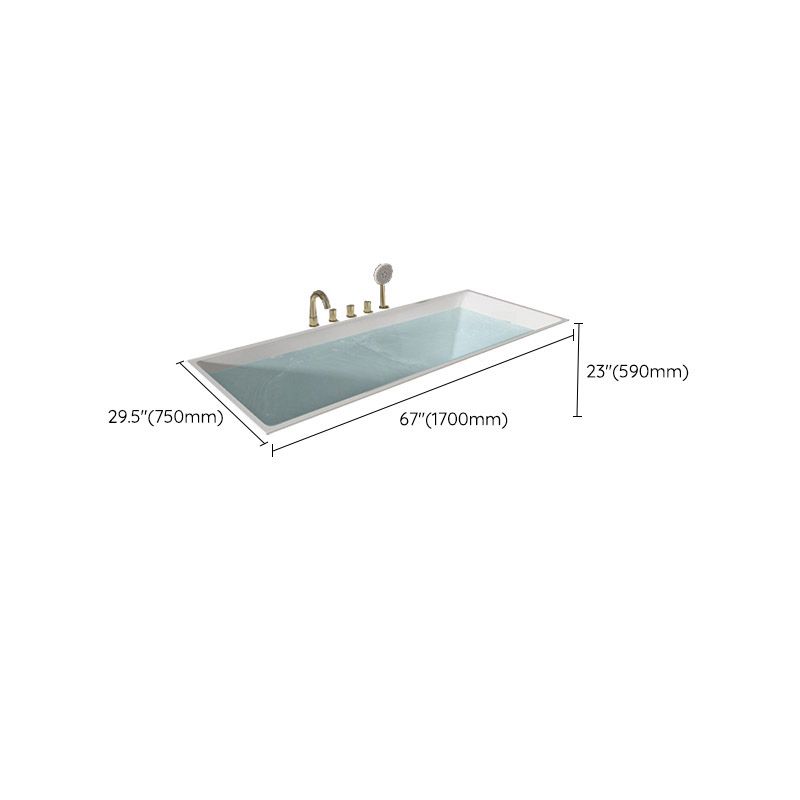 Modern White Embedded Bathtub Acrylic Rectangle with Drain Bath Tub