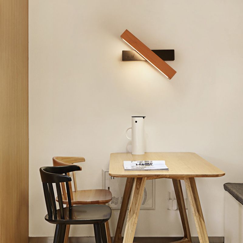 Rectangular Wood Wall Lighting Fixtures Modern Wall Mounted Light Fixture for Bedroom