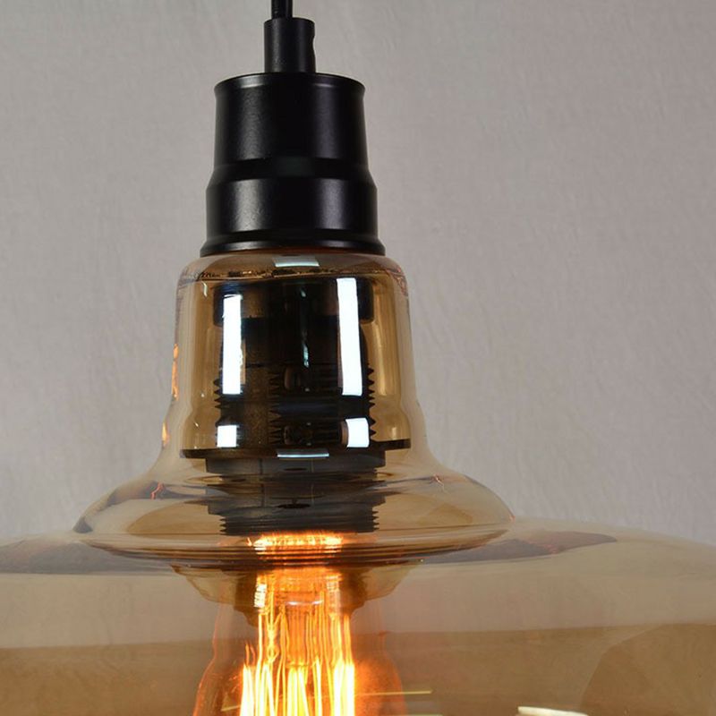 Pot Cover Glass Hanging Lamp Vintage Style Single-Bulb Restaurant Lighting Pendant