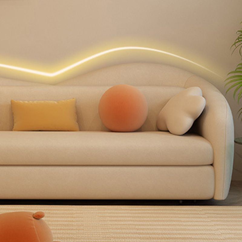 Convertible Sofa Faux Leather Sofa Bed with Sloped Arm in White