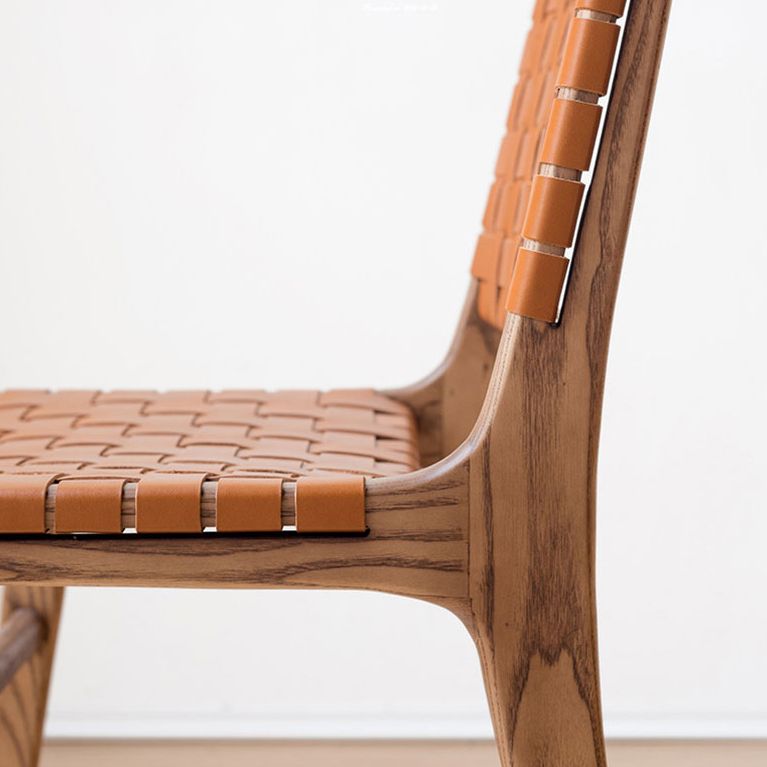Solid Wood Faux Leather Contemporary Armless Dining Room Chair