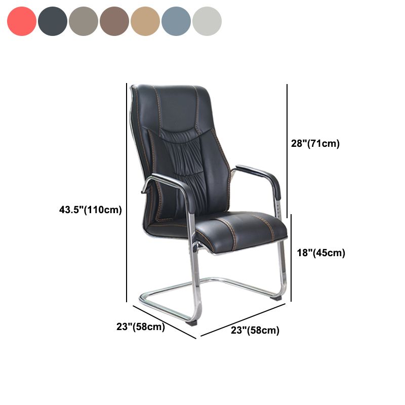Faux Leather Task Chair Modern High Back Office Chair with Fixed Arms