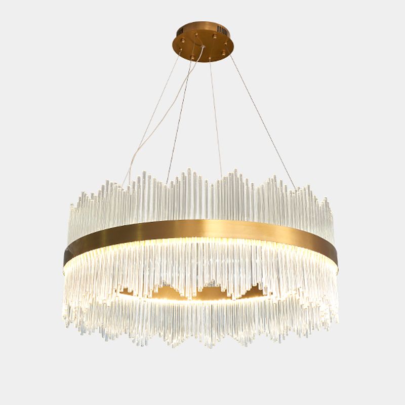 Modern Concise LED Pendant Light Glass Circular Chandelier for Living Room