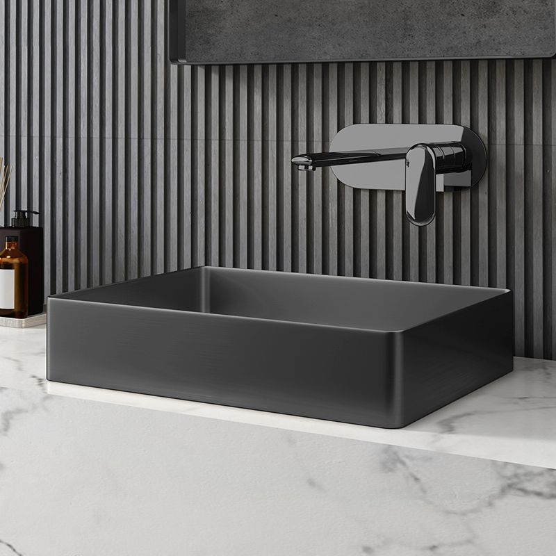 Contemporary Trough Bathroom Sink Solid Color Metal Trough Sink