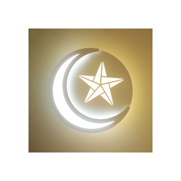 Hedendaags maanwandlicht met cartoonpatroon Acryl LED SCONCE Licht in het wit voor kinderslaapkamer