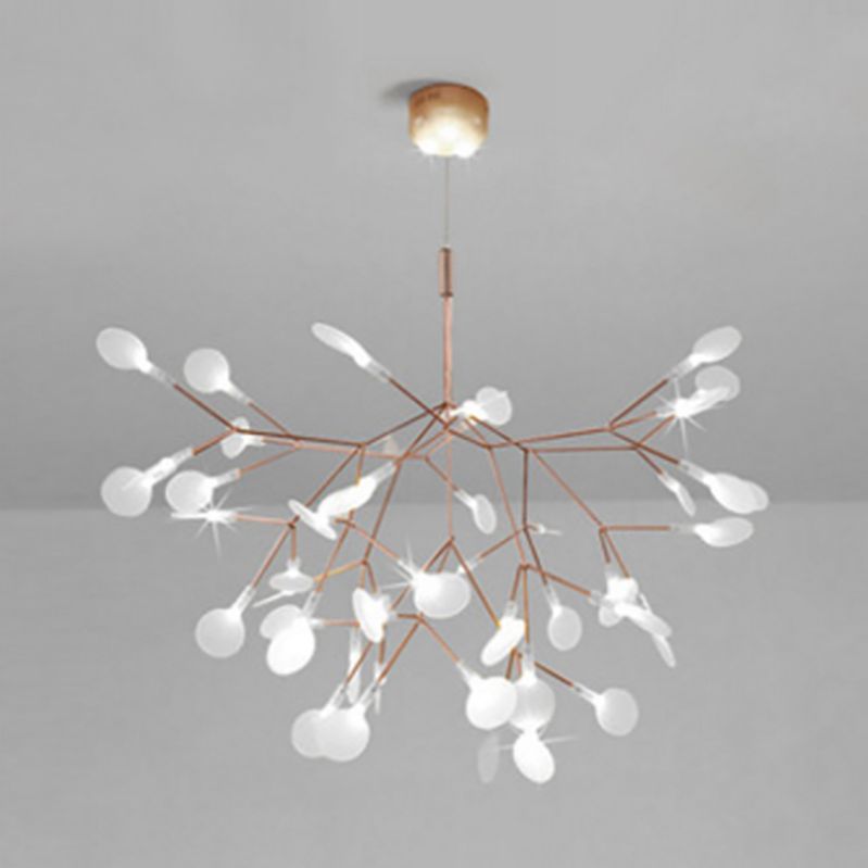 Nordic Style Chandelier Rose Gold Firefly Hanging Lamp with Acrylic Shade for Living Room