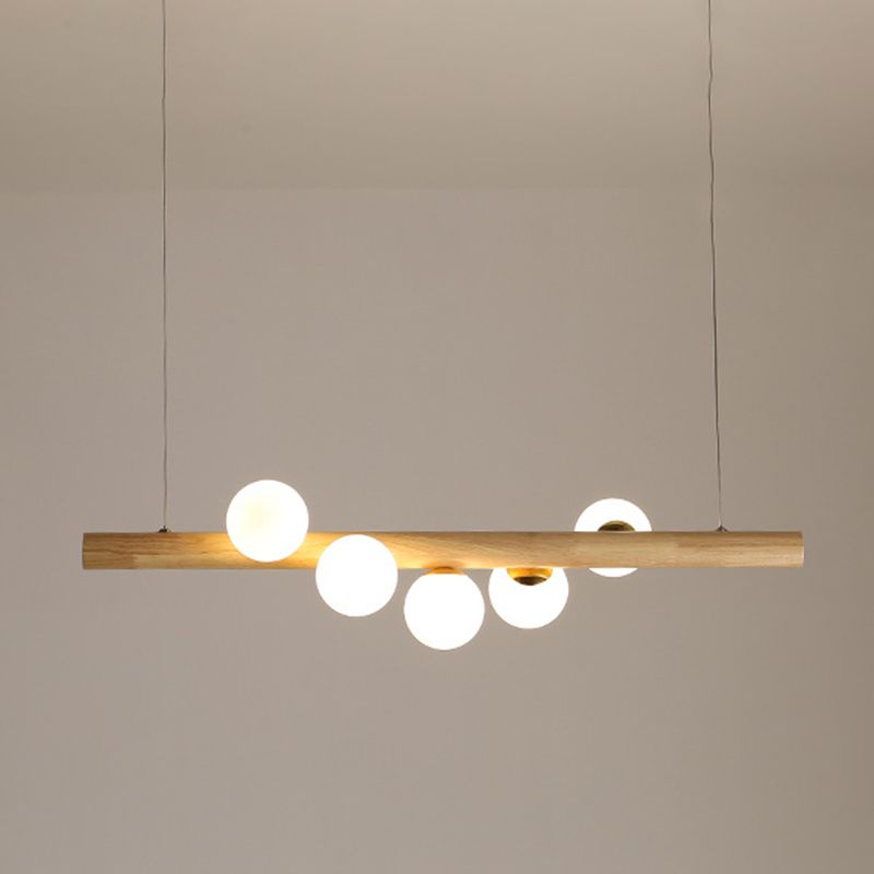 Modern Wood Kitchen Island Lighting Glass Shaded Ceiling Light for Foyer