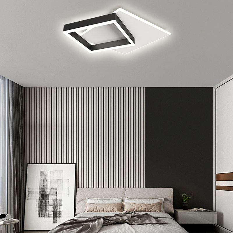 Lámpara LED negra de montaje empotrado, luz de techo de estilo moderno para sala de estar y dormitorio