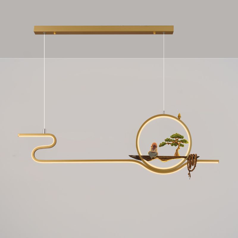 Tea Room Modern Island Lighting 2 Lights LED Linear Aluminum Pendant Light