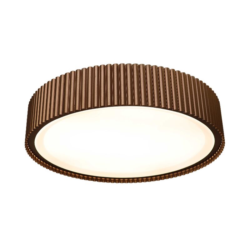 Drum Metal Flush Ceiling Light Fixture Modernist 18"/22" Dia Coffee LED Flush Mount Lamp in White/Warm/Natural Light