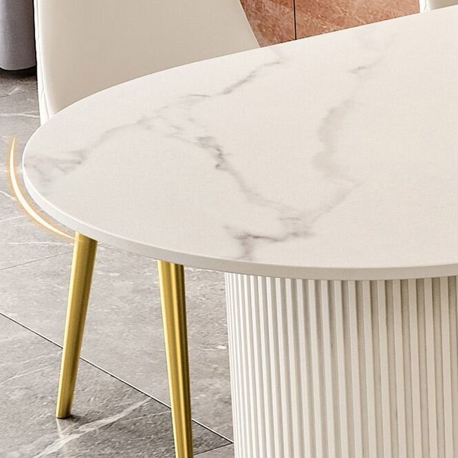 Luxury Sintered Stone Kitchen Table Double Pedestal Dining Table