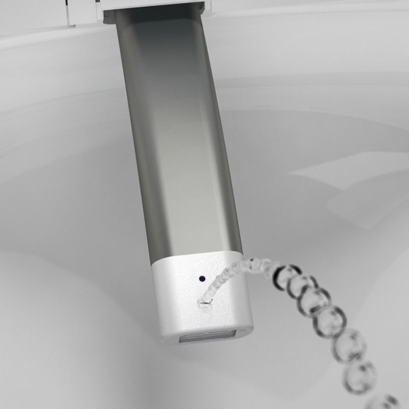 White Elongated Floor Standing Bidet with Warm Air Dryer and Heated Seat