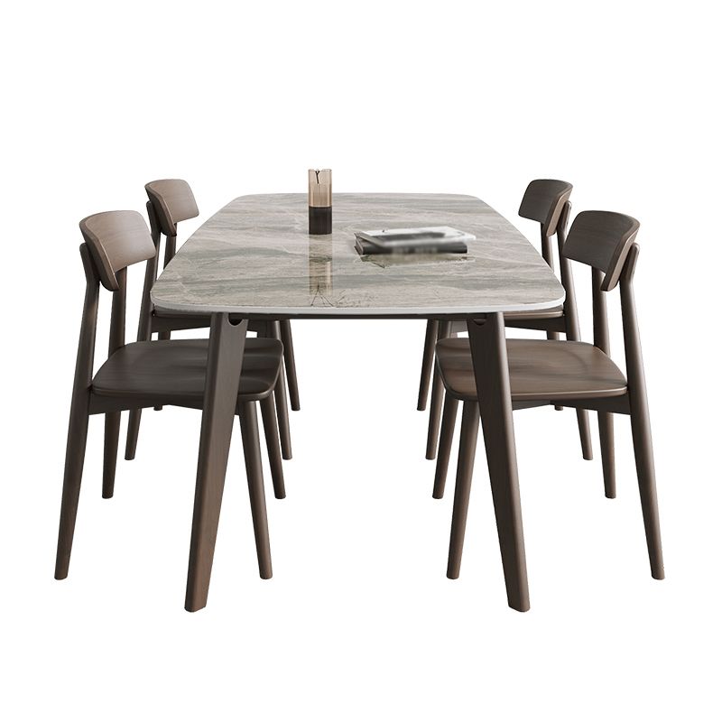 Contemporary Sintered Stone Dining Table Solid Wood Dining Table with 4 Legs