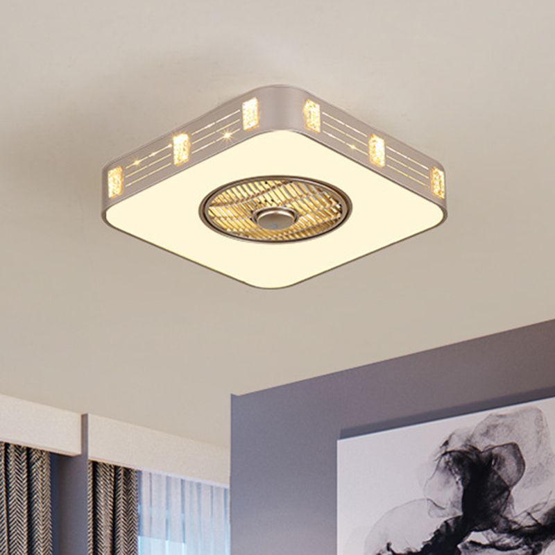 LED Semi Flush Monted Lighting Eenvoudig slaapkamer hanger ventilatorlamp met vierkante acrylschaduw in goud, 19,5 "/23.5" W
