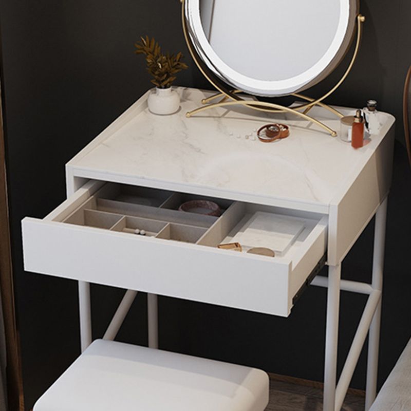 Modern White Vanity Solid Wood Makeup Dressing Table Stool Set