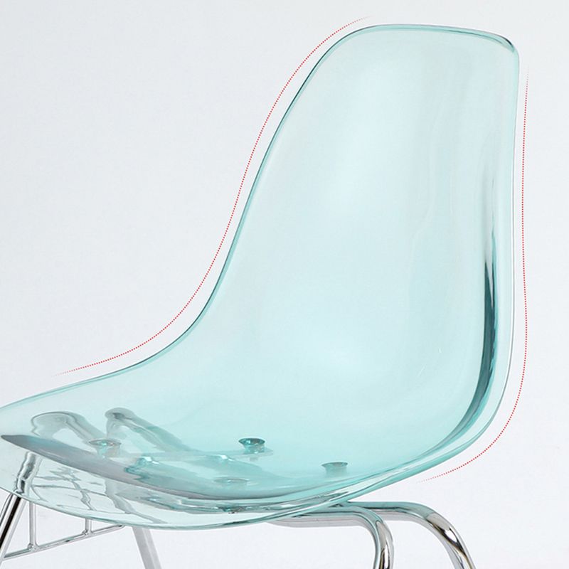 Stackable Armless Dining Chairs Solid Back Side Chairs with Metal Legs