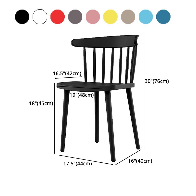 Silla lateral de comedor de cocina escandinava de plástico Silla trasera Windsor