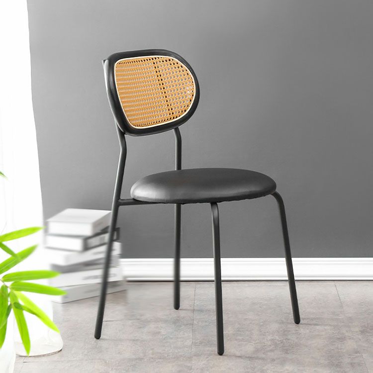 Faux Leather Armless Dining Chair Contemporary Open Back Dining Room Side Chair