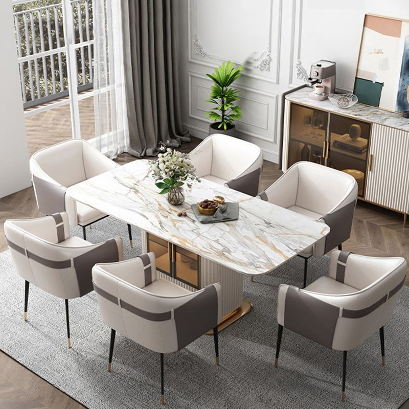 Minimalist 1/2/5/7 Pieces Dining Set Stone Rectangle Dining Table Set for Home