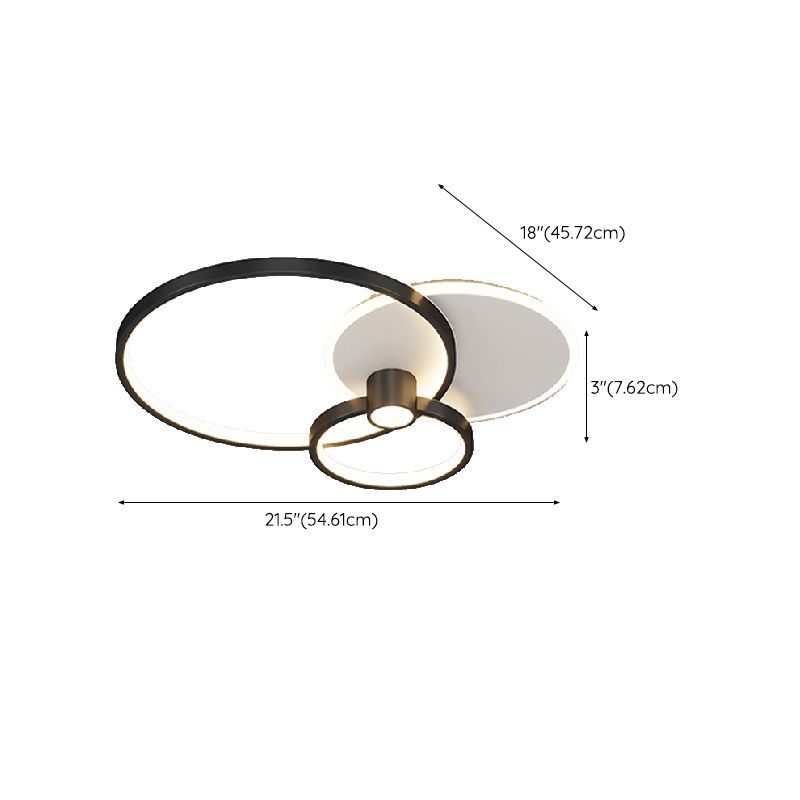 Geometric Shape Metal Flush Mount Light Modern Style 3 Lights Ceiling Mount Light in Black