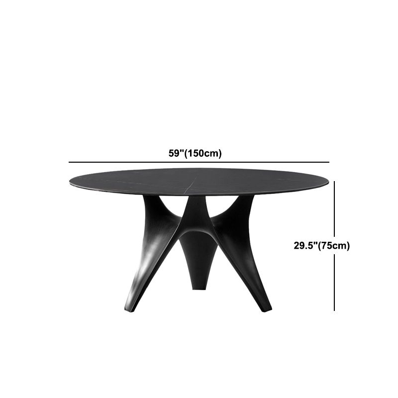 Contemporary Dining Table Stone Round Dining Room Table with Tripod Base