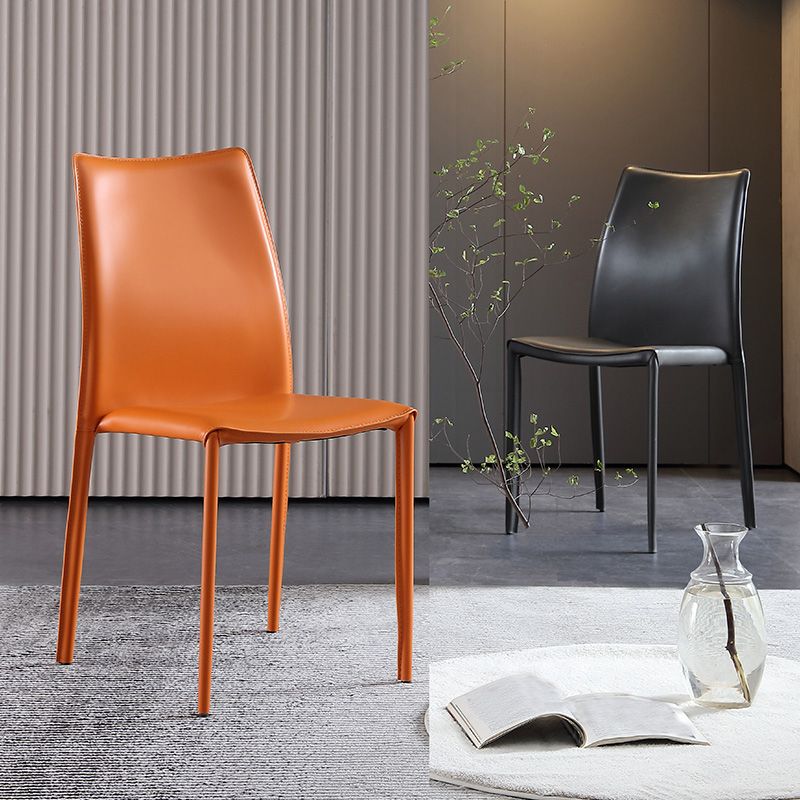 Faux Leather Stackable Dining Chairs Modern Armless Side Chair