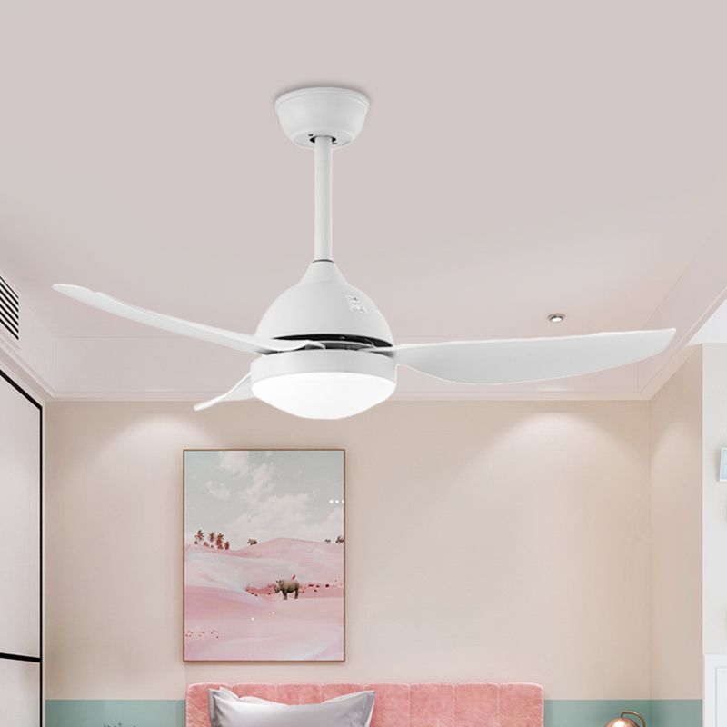 42" Wide Pine Cone Metal Hanging Fan Light Modernist White/Blue LED Semi Flush Mounted Lamp with 3 Blades