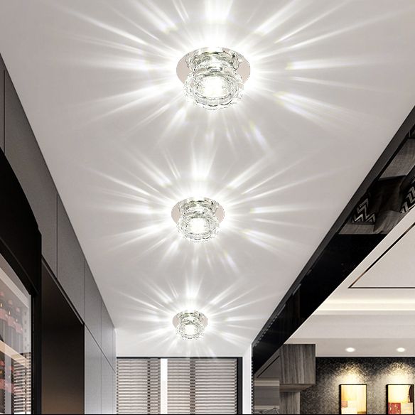 Mini plafonnier en cristal Downlight simplicité en acier inoxydable LED encastré éclairage