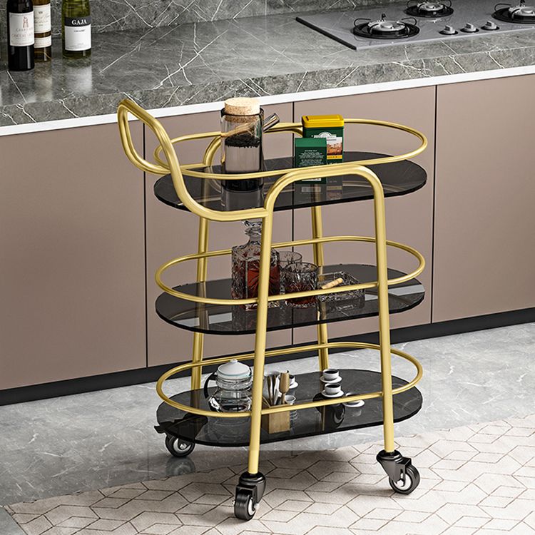 32.68" High Rolling Modern Prep Table Stone Prep Table for Dining Room