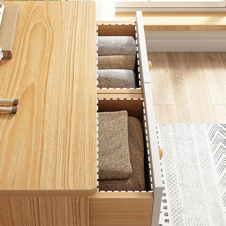 Modern Engineered Wood Sideboard Simple Beige Buffet Table with Drawer for Dining Room