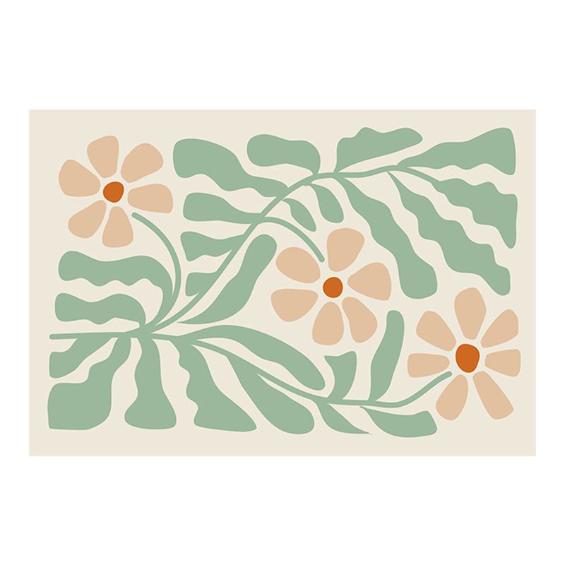 Nordic Plants Carpet Polyester Green Carpet Washable Carpet for Home Decor