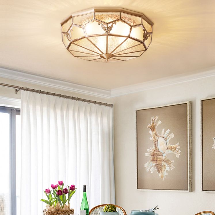 Luminaire encastré traditionnel en verre pour chambre à coucher, plafonnier en laiton