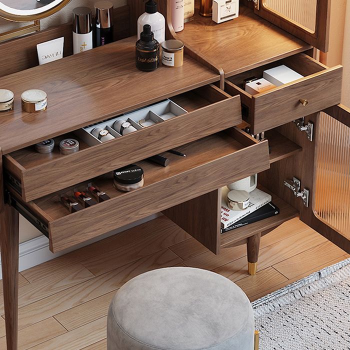 Scandinavian Solid Wood Table Makeup Vanity with Drawers for Bedroom
