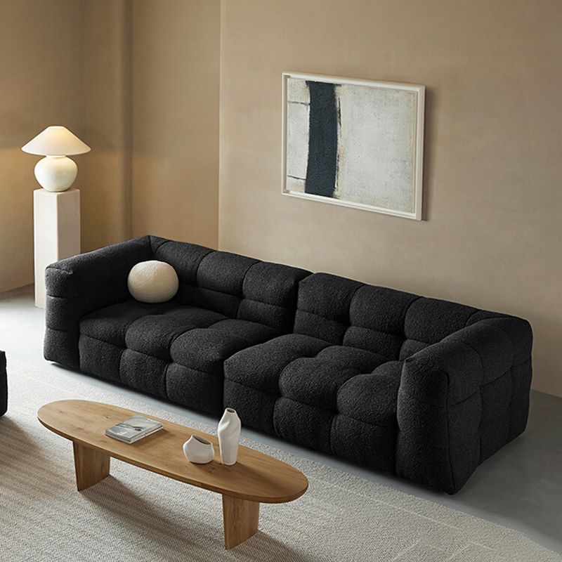 Contemporary 41.3" D Wool Sofa Biscuit Back Tuxedo Fabric Sofa