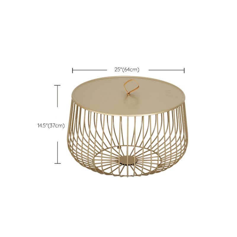 Contemporary Round Top Cocktail Table with Frame Base in Iron