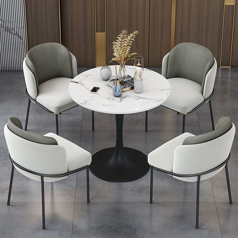 Ronde Tulponderstel Moderne Eettafel Wittint Vaste Tafel van Gesinterde Steen