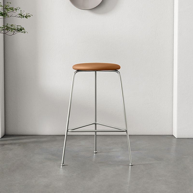 Contemporary Indoor Metal Bar Stool Backless Upholstered Bar Stool