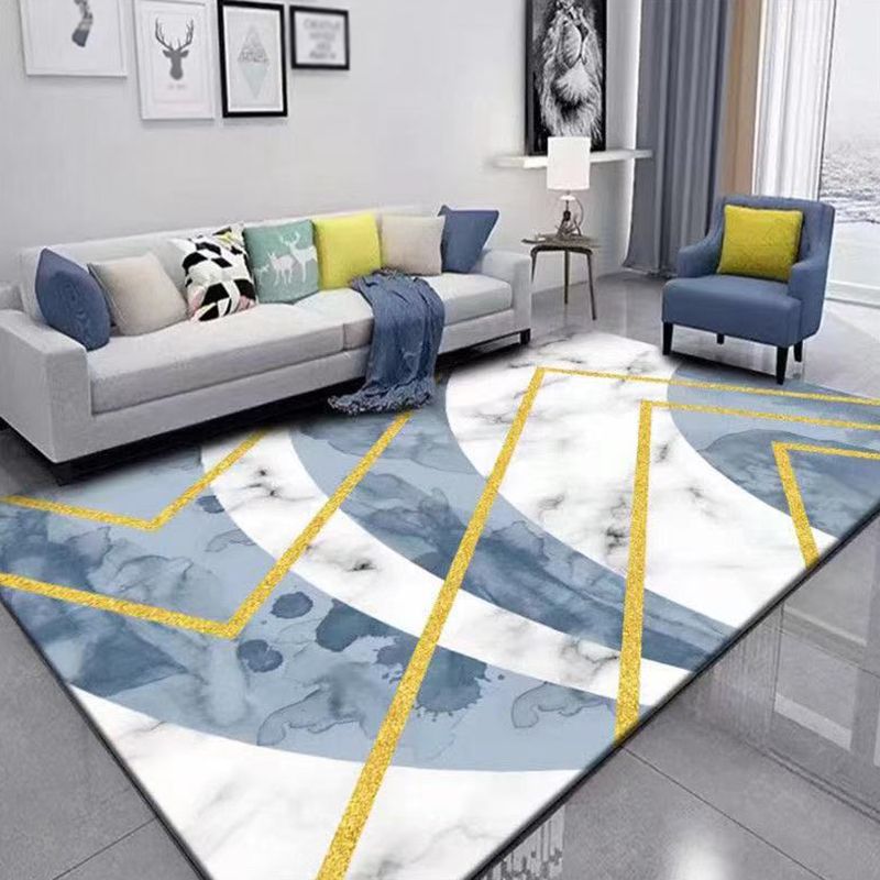 Contemporary Indoor Rug Polyester Abstract Printing Rug Washable Area Carpet for Living Room