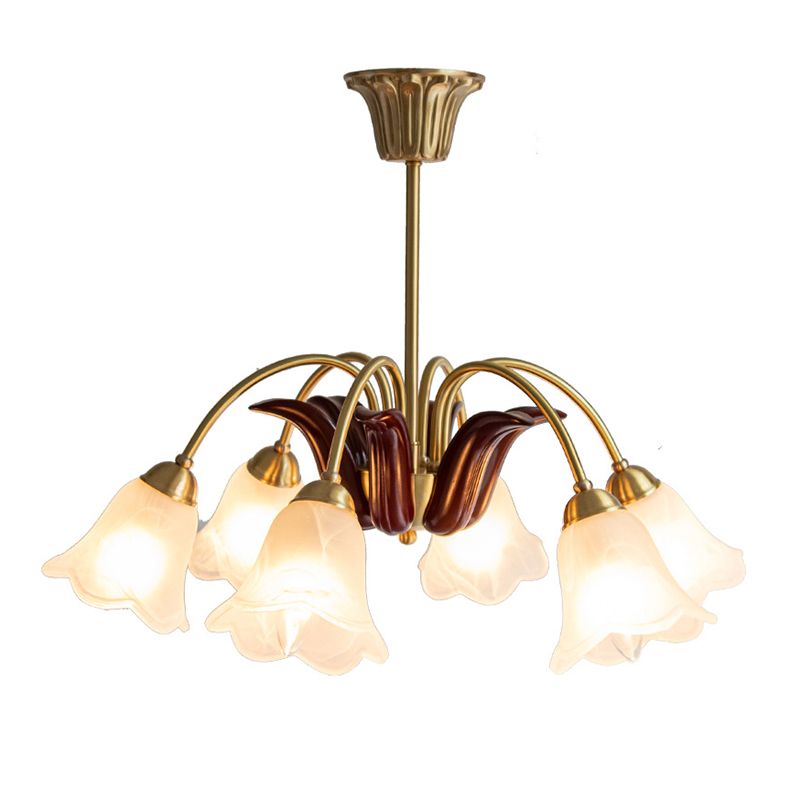 Floral Dining Room Chandelier Country Style Glass Suspension Lighting Fixture