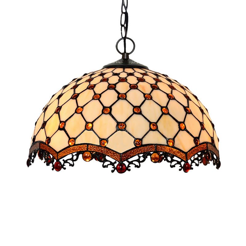 Sfaldato a sospensione Light Affermazione Light Tiffany Stated Glass 1 Lampada di sospensione di gioielli bianchi leggeri per sala da pranzo