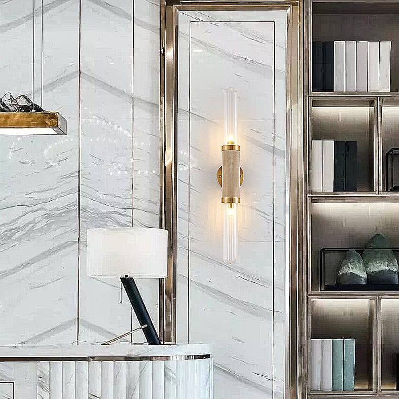 Geometric Shape Metal Vanity Lamp Modern Style 2 Lights Vanity Light Fixture in Gold