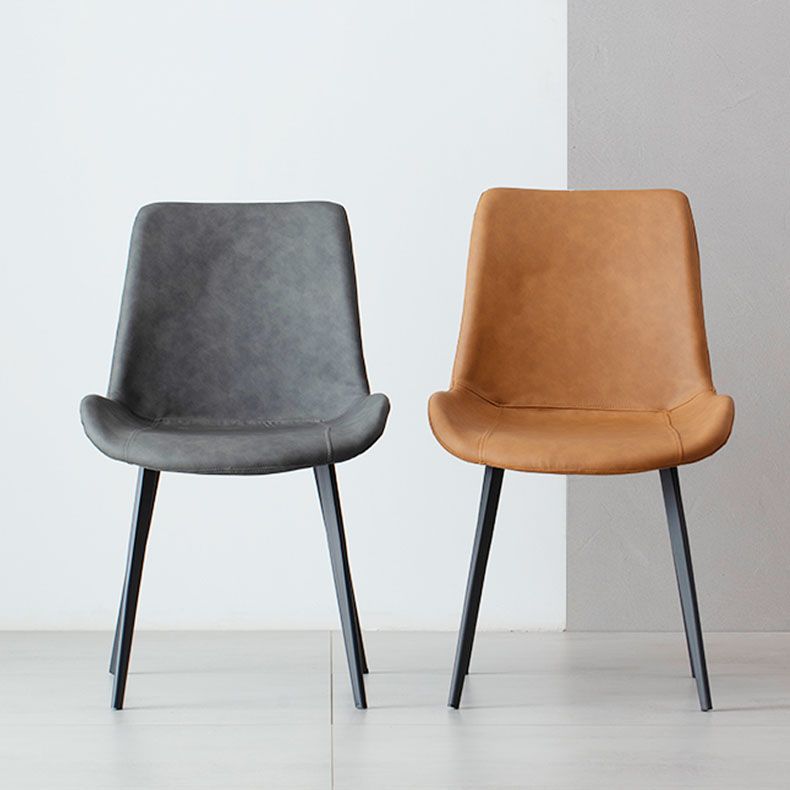 Sillas de comedor estilo moderno Silla individual sin brazos con patas de metal